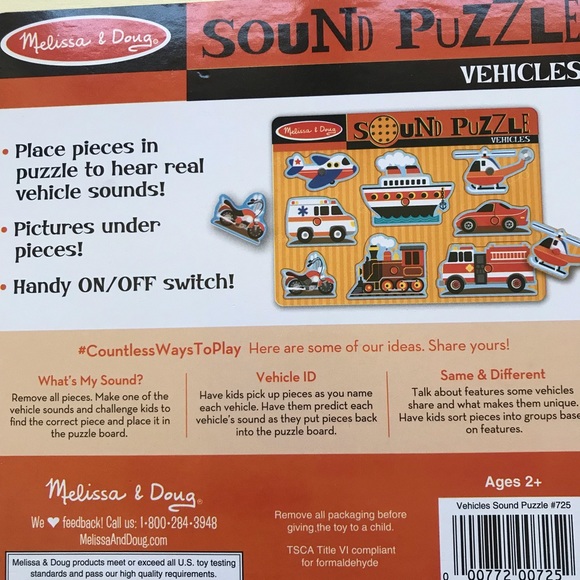 Children Puzzle Melissa and Doug Vehicles Sound Puzzle - Picture 5 of 6